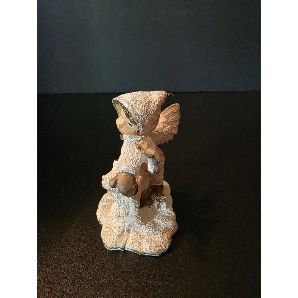Vintage Christmas Snow Angel Vintage 1980's Figurine Girl Playing With Puppy